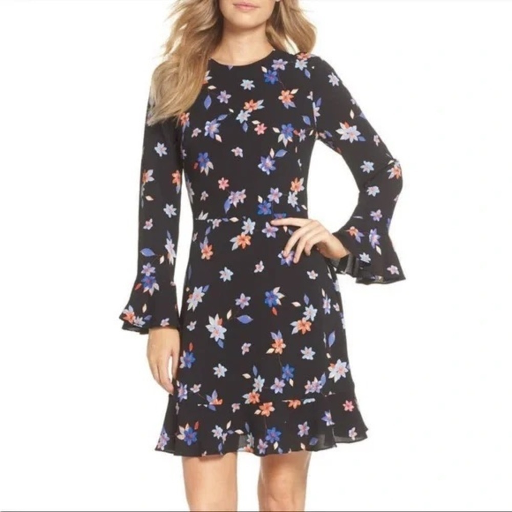 Eliza J floral‎ dress long sleeve bell